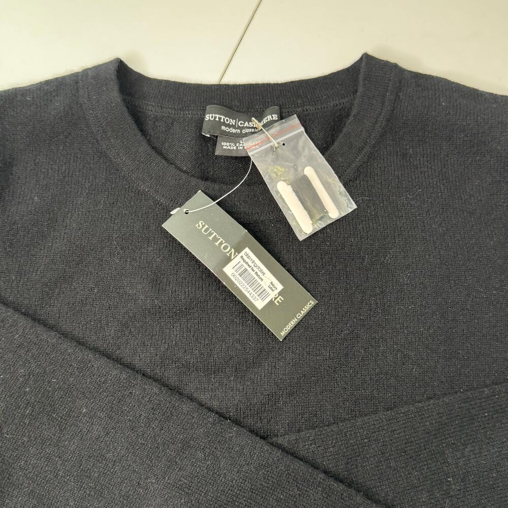 NEW Sutton Studio Black  Crew Neck Sweater Womens Large 100% Cashmere